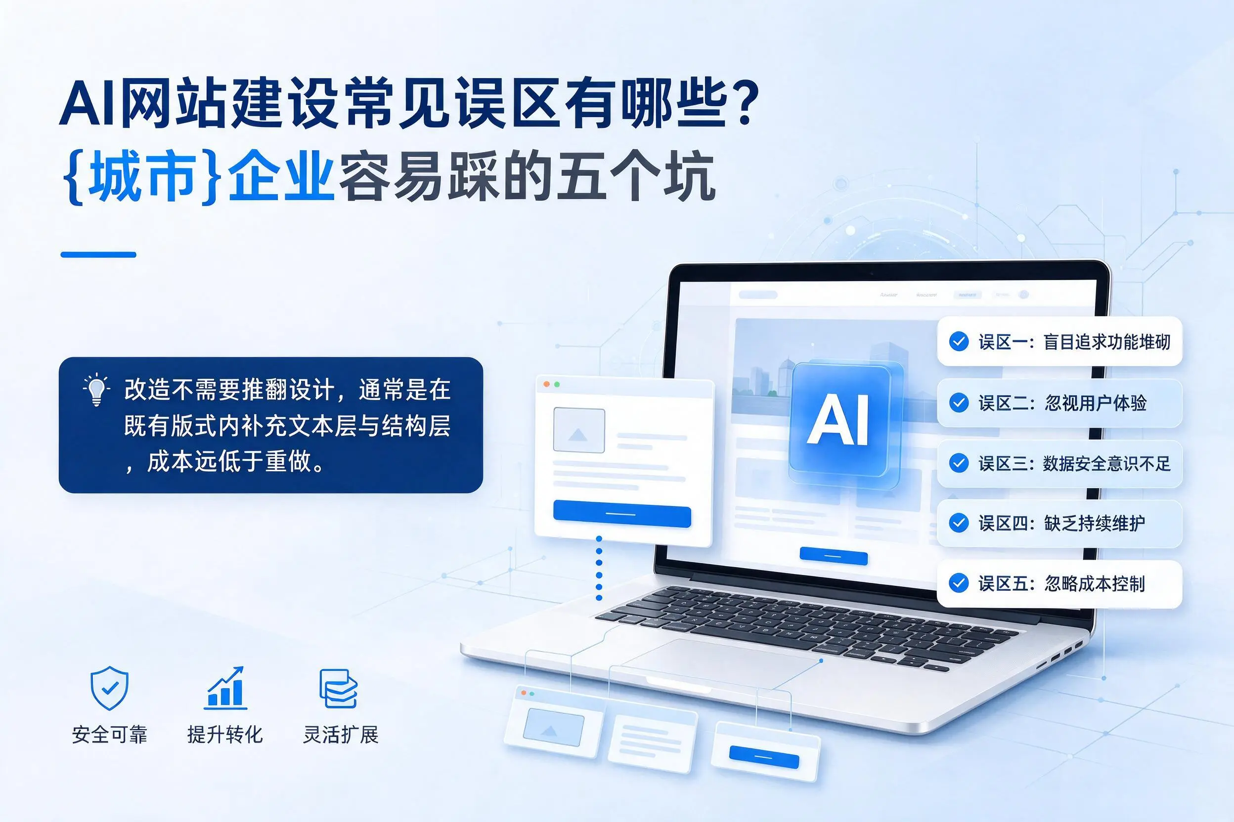 AI网站建设常见误区有哪些？广元企业容易踩的五个坑