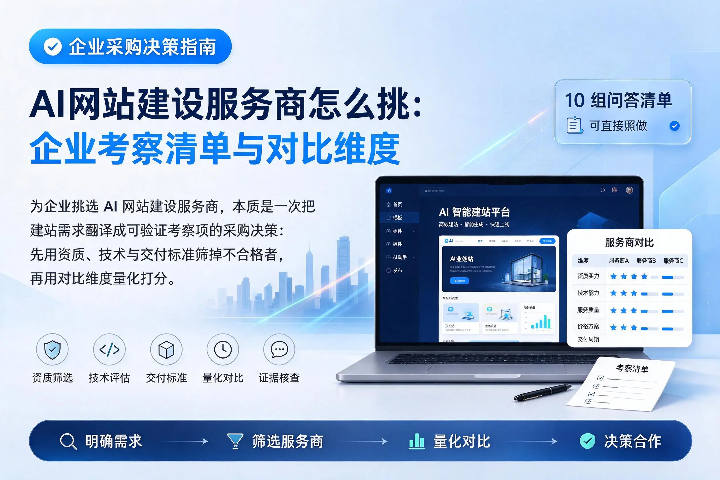 AI网站建设服务商怎么挑:广元企业考察清单与对比维度