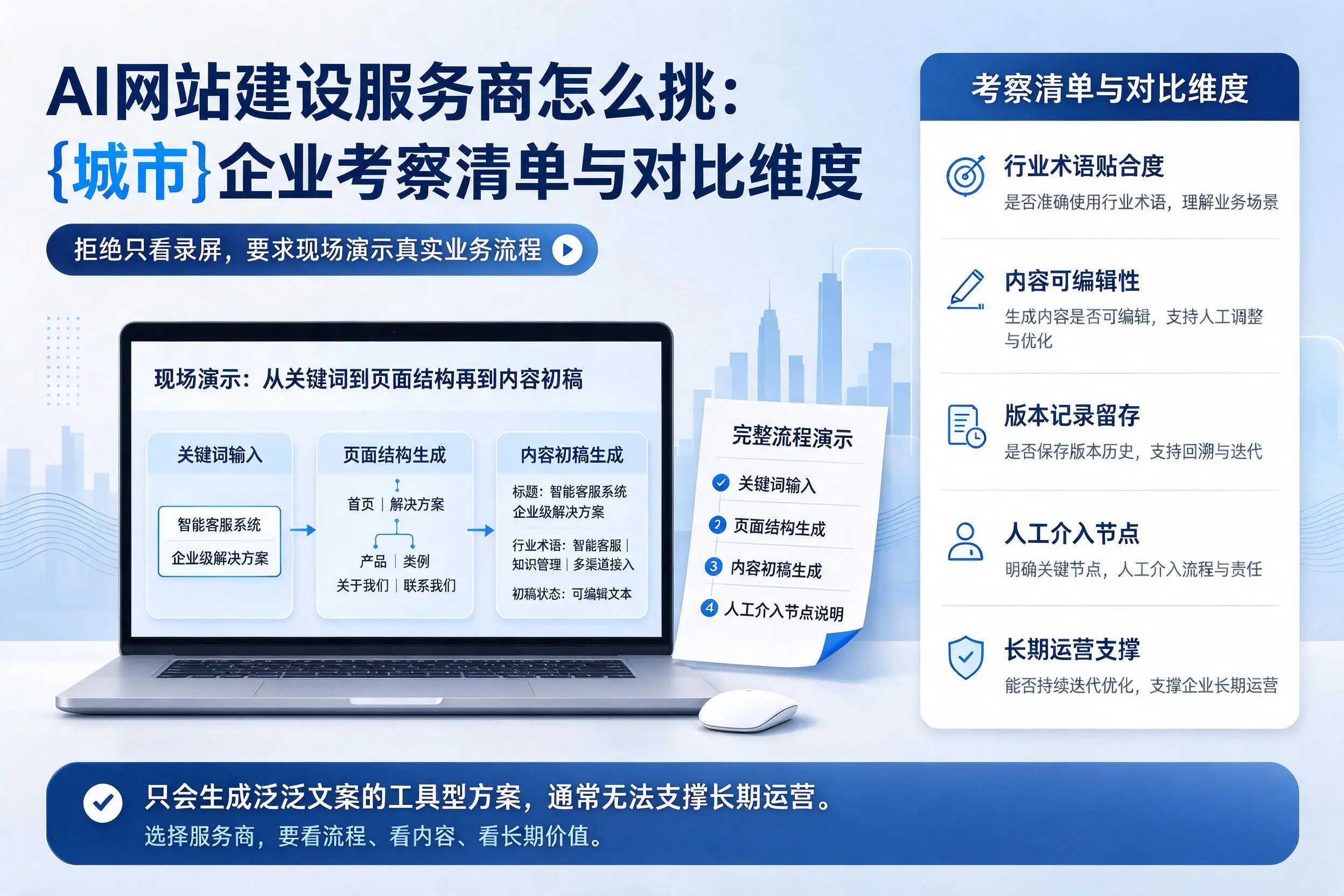 AI网站建设服务商怎么挑:广元企业考察清单与对比维度