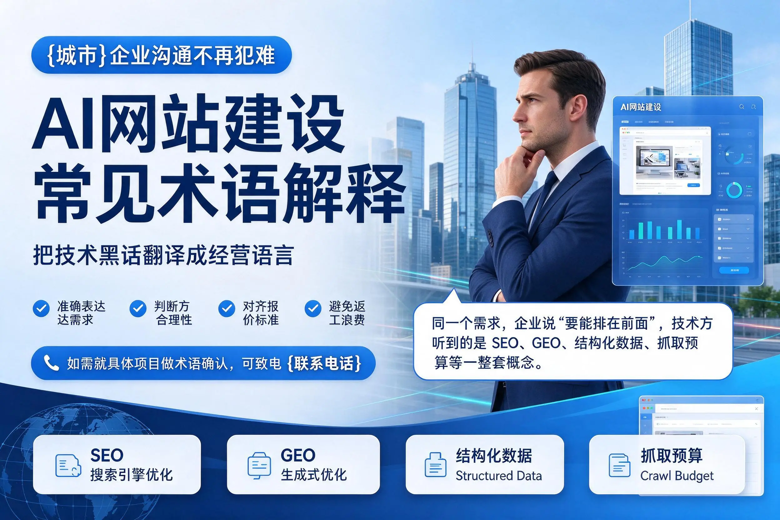 AI网站建设常见术语解释，广元企业沟通不再犯难